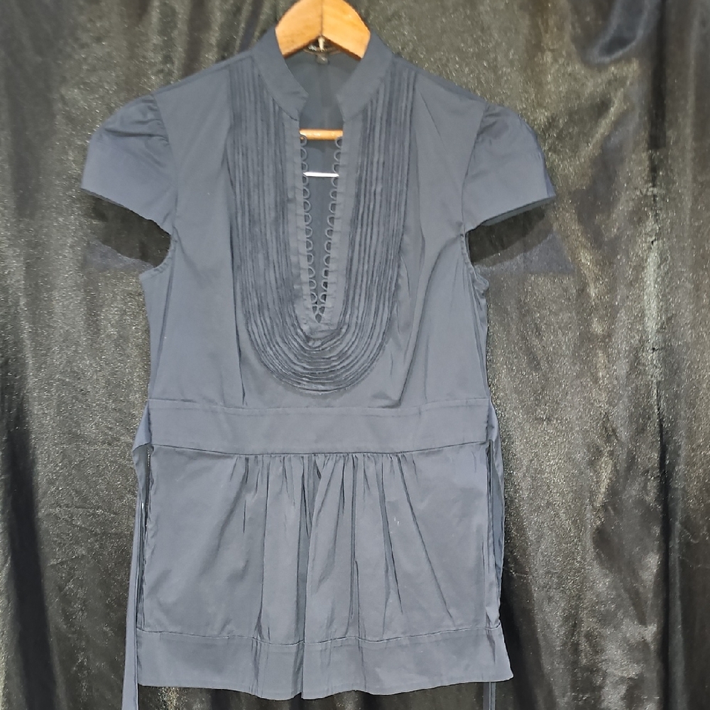 BCBGMaxAzria Black Pleated Blouse